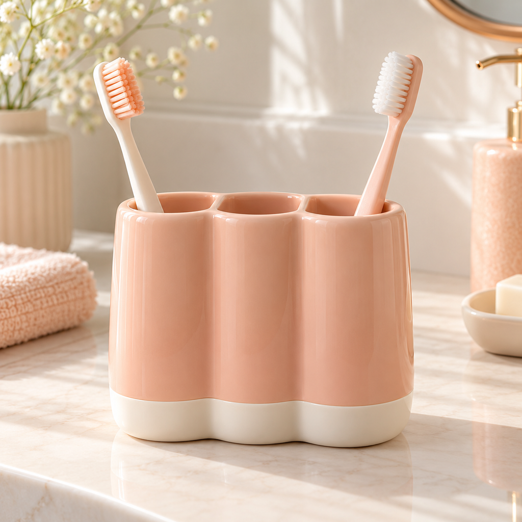 xeqvynur Peach & Ivory Toothbrush Organizer — main view