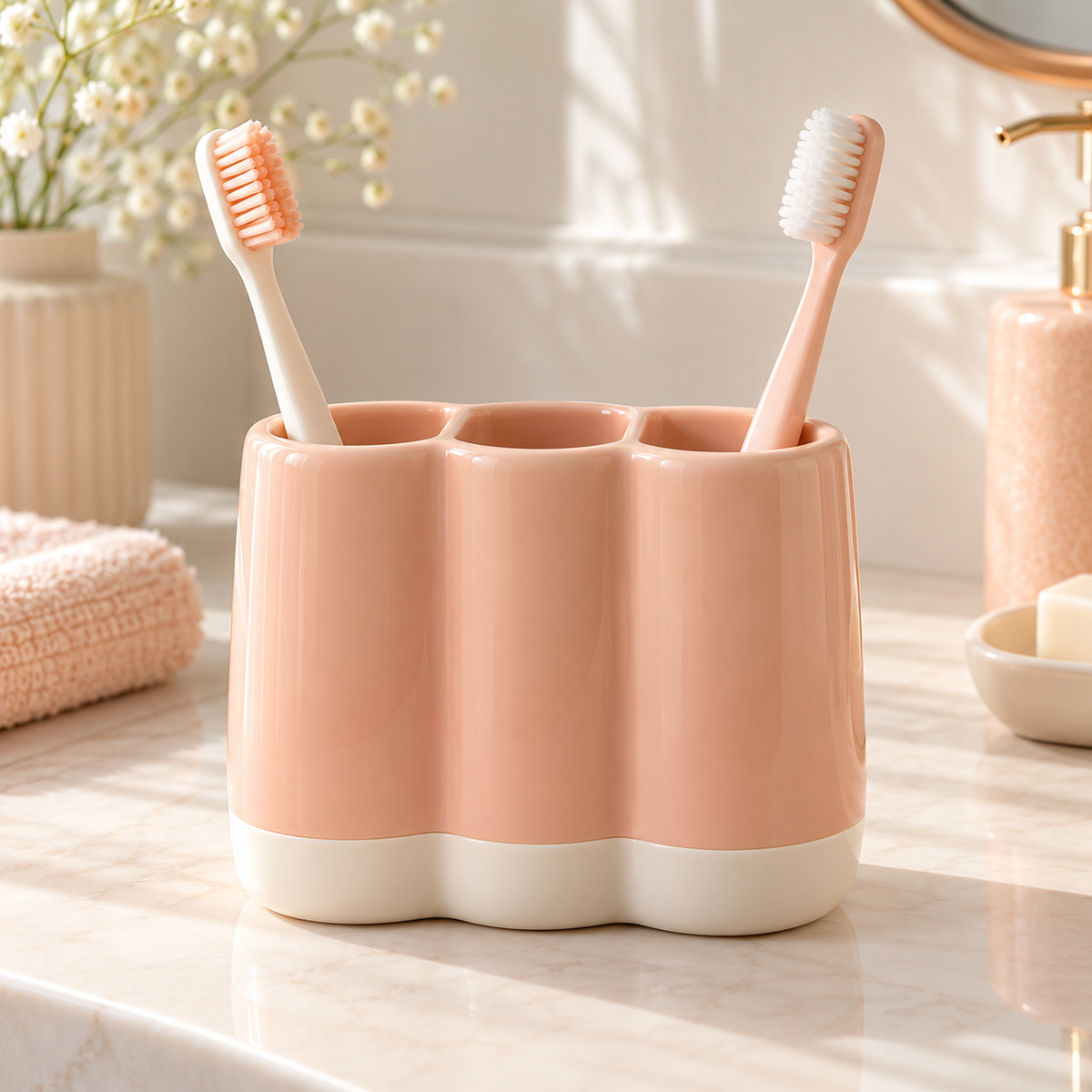 xeqvynur Peach & Ivory Toothbrush Organizer — main view