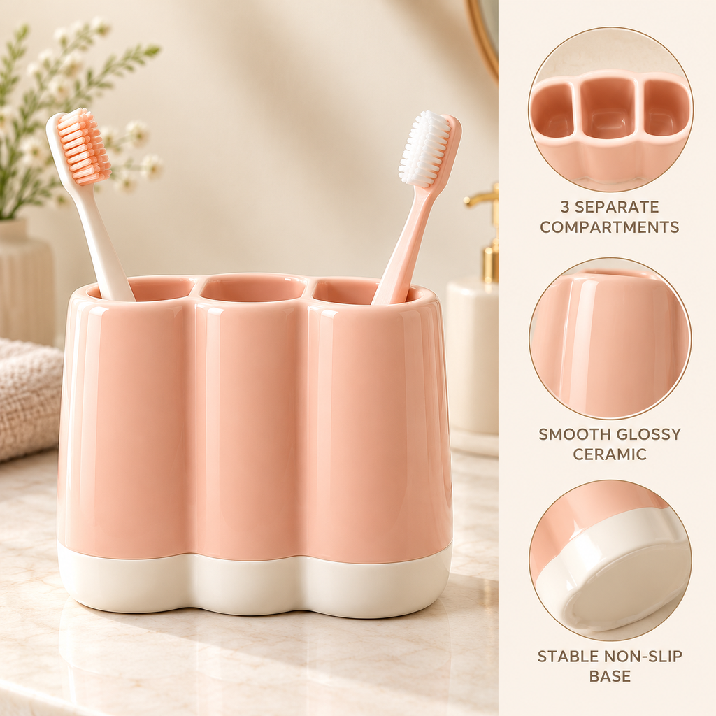 xeqvynur Peach & Ivory Toothbrush Organizer — feature details