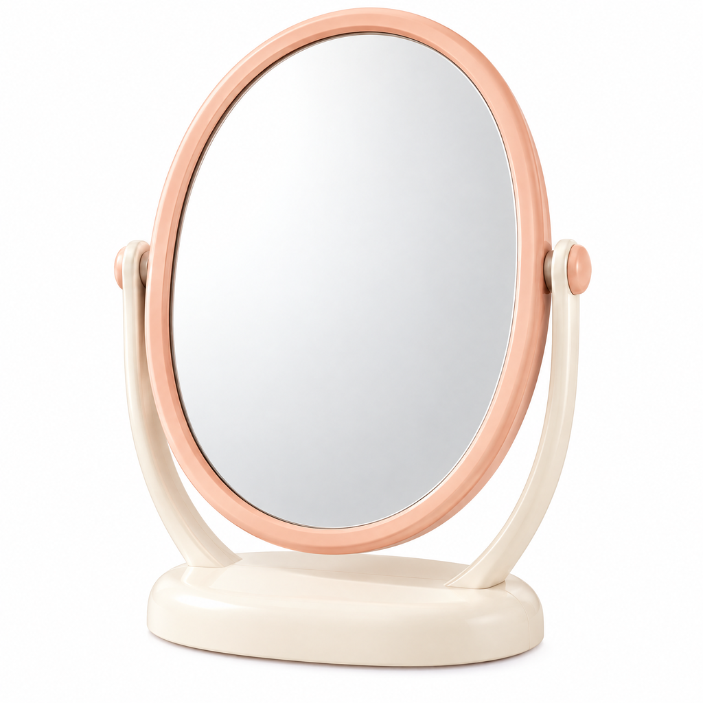 xeqvynur Peach Oval Tabletop Mirror — isolated product