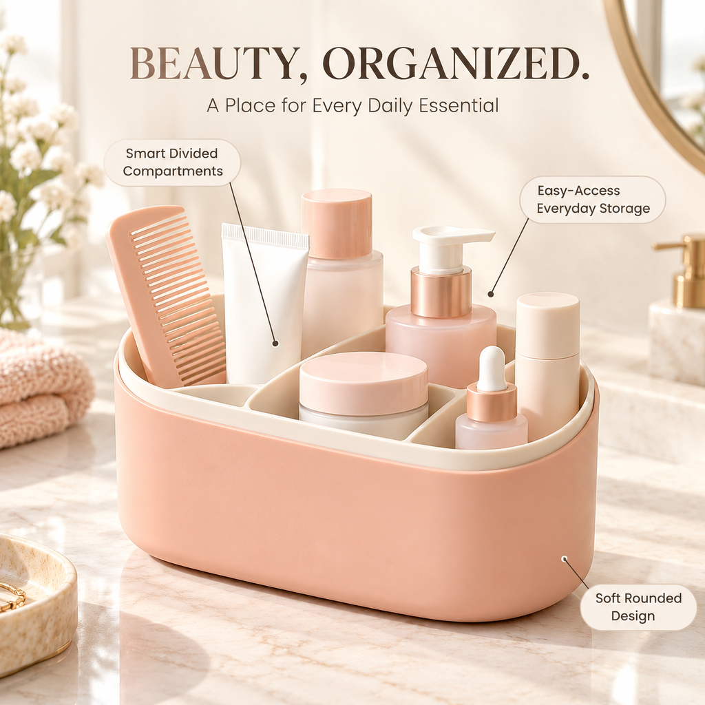xeqvynur Peach Divided Vanity Organizer — product overview