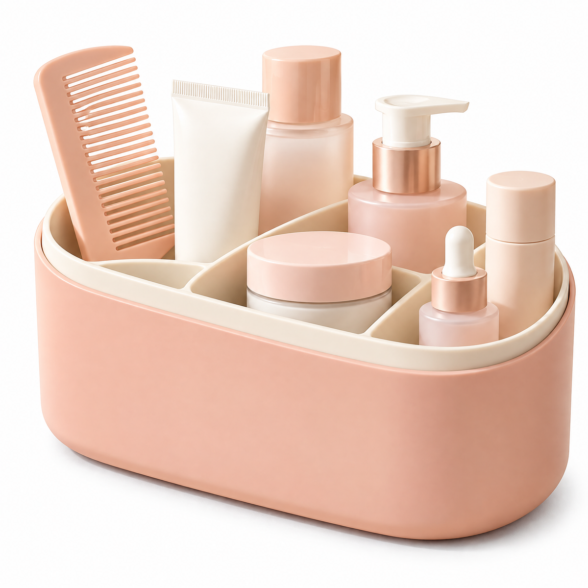 xeqvynur Peach Divided Vanity Organizer — isolated product