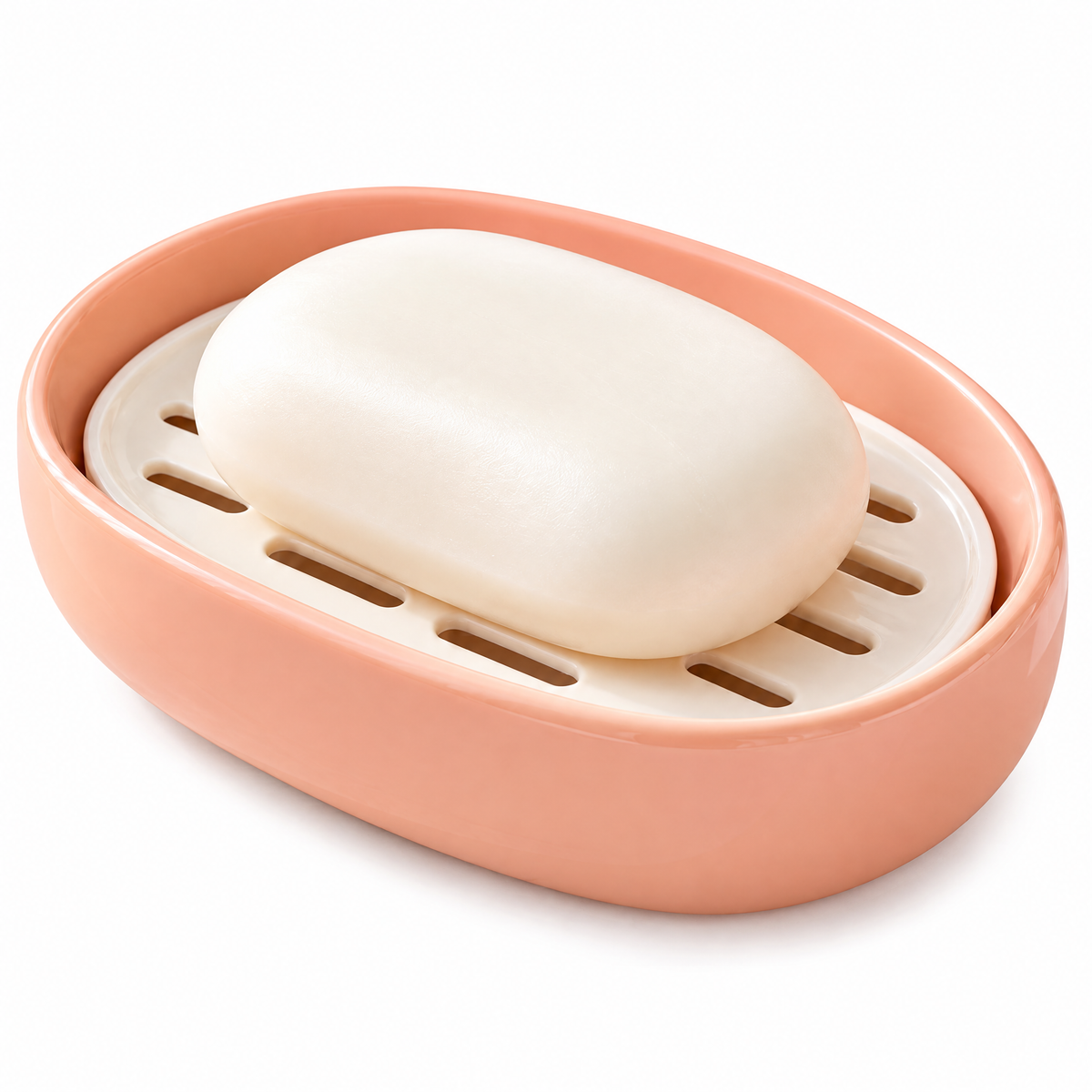 xeqvynur Peach Oval Soap Dish — isolated product