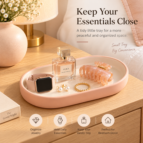 xeqvynur Peach & Ivory Catchall Tray — in-use view