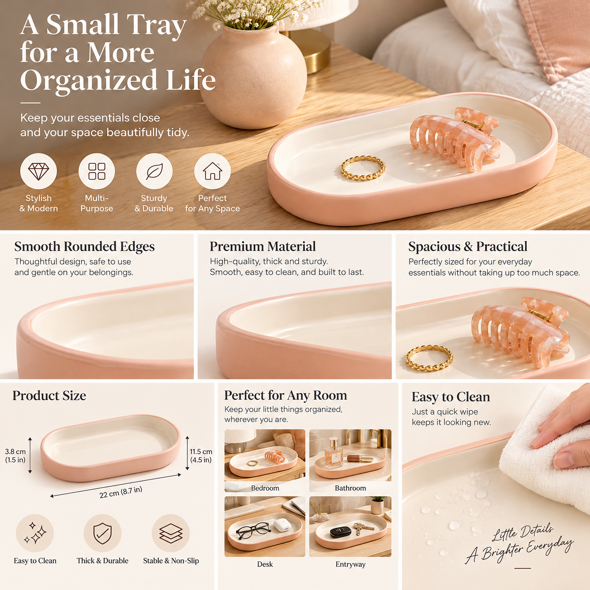 xeqvynur Peach & Ivory Catchall Tray — product overview