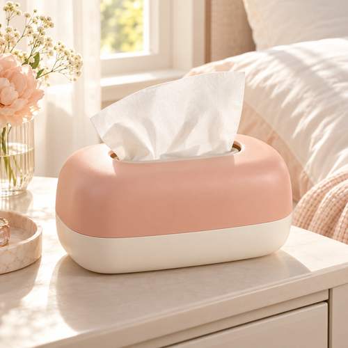 xeqvynur Peach & Ivory Tissue Box Cover — main view
